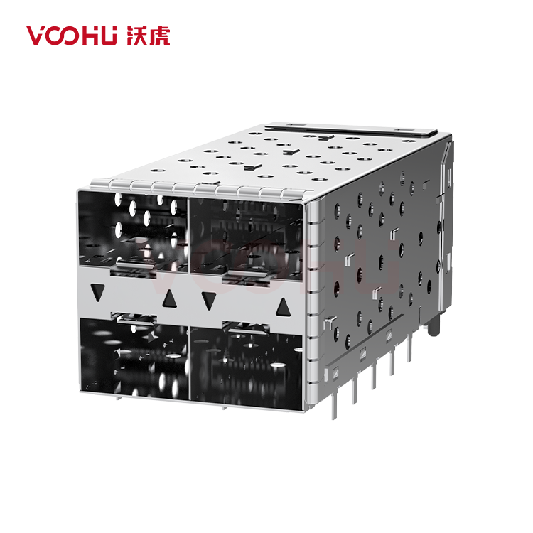 WHSFP15422D012 SFP+ 2×2 10G Press-Fit  Cage+Connector Connector Gold Plated15U Fiber Optic cages