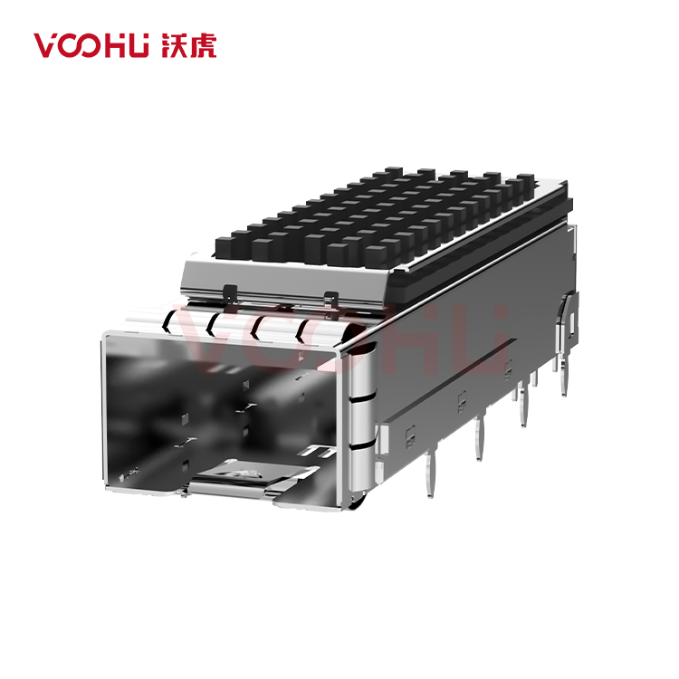 WH81-111-Y0018-1  SFP+ 1×1 10G Solder Cage Heat Sink Fiber Optic cages