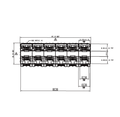 WHSFP05926F015 SFP 2×6 5G Cage+Connector Connector Gold Plated30U Ni 30U Fiber Optic cages