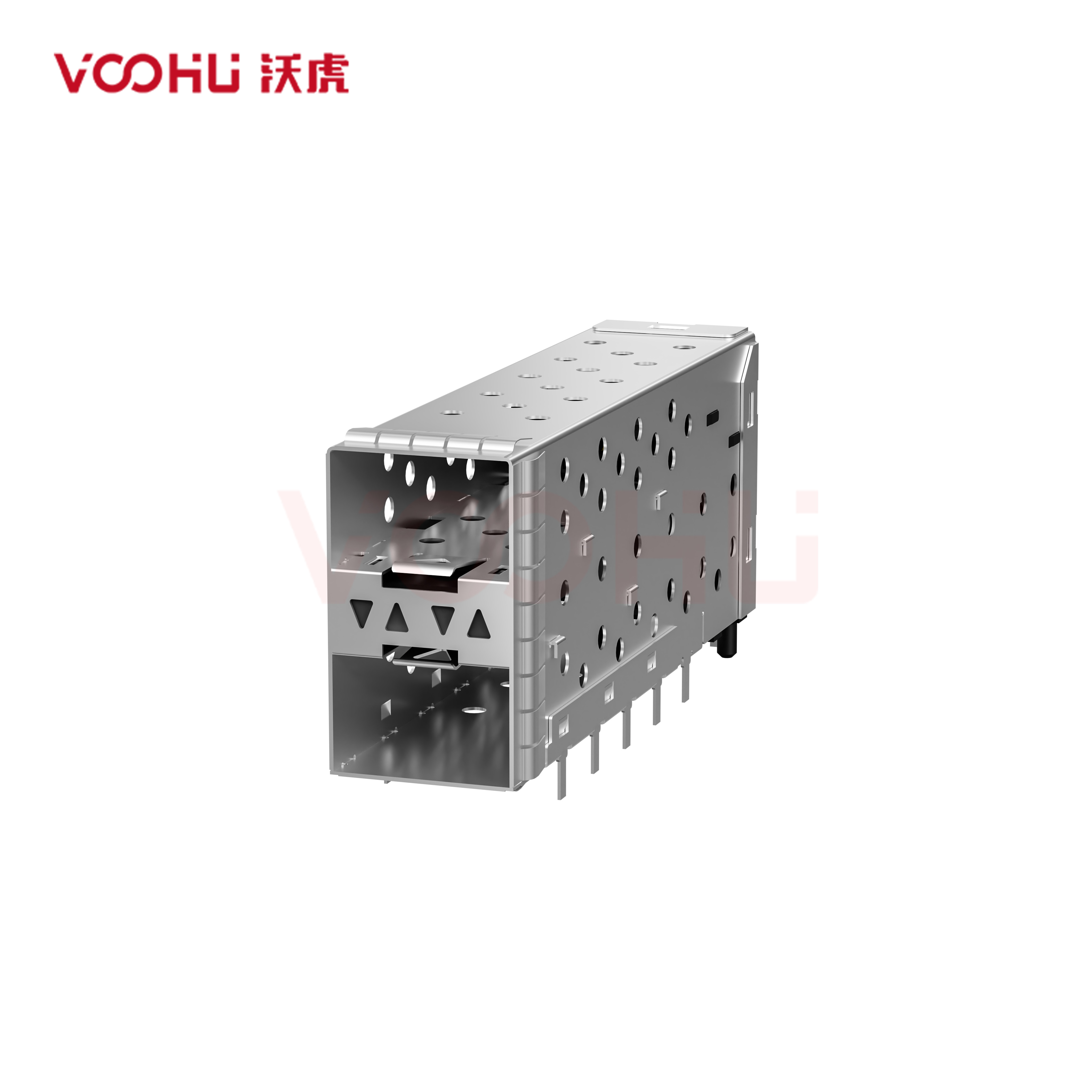 WHSFP15221D008  SFP+ 2×1 10G Press-Fit  Cage+Connector Connector Gold Plated15U Fiber Optic cages