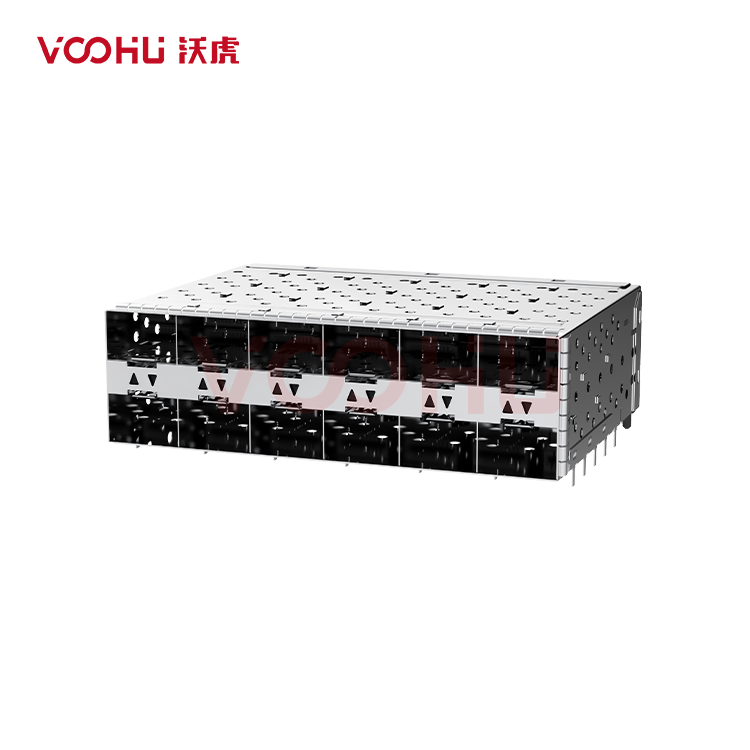 WHSFP16026F108 SFP+ 2×6 10G Press-Fit Cage+Connector Connector Gold Plated30U Ni 30U Fiber Optic cages