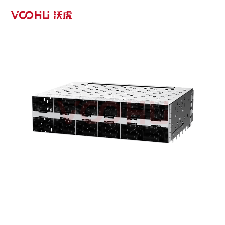 WHSFP15926F008 SFP+ 2×6 10G Press-Fit Cage+Connector Connector Gold Plated30U Ni 30U Fiber Optic cages