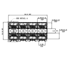 WHSFP32424F002 SFP28 2×4 25G Cage+Connectors Fiber Optic cages