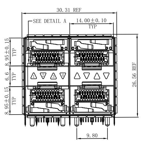 WHSFP32122F005 SFP28 2×2 25G Cage+Connectors Fiber Optic cages