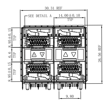 WHSFP32222F008 SFP28 2×2 25G Cage+Connectors Fiber Optic cages