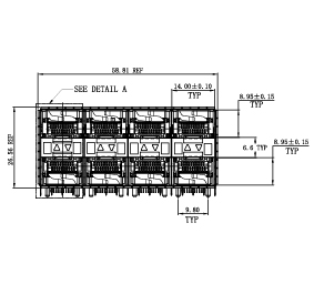 WHSFP32224F007 SFP28 2×4 25G Cage+Connectors Fiber Optic cages