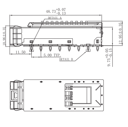 WHSFP30211W018 SFP28 1 × 1 25G Heat Sink Cage Fiber Optic cages