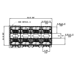 WHSFP32324F006 SFP28 2×4 25G Cage+Connectors Fiber Optic cages