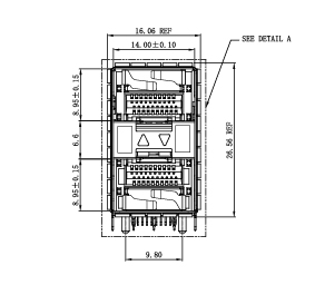 WHSFP32221F013 SFP28 2×1 25G Cage+Connectors Fiber Optic cages