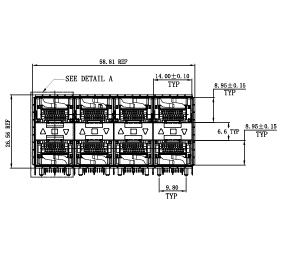 WHSFP32524F002 SFP28 2×4 25G Cage+Connectors Fiber Optic cages